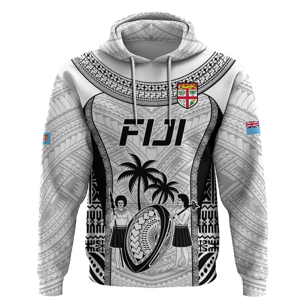 Fiji Rugby Hoodie Go Champions World Cup 2023 Tapa Unique White Vibe LT9