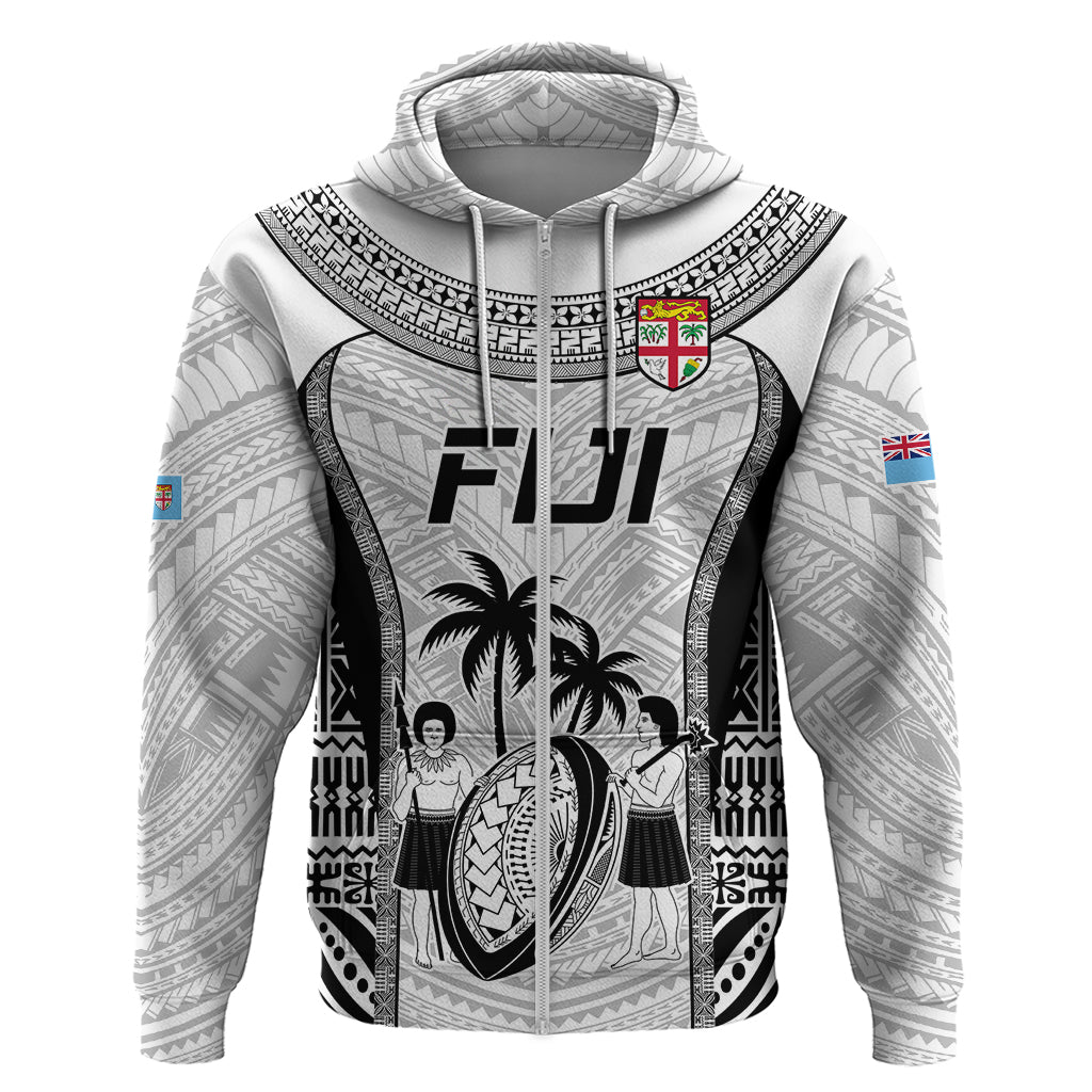 Fiji Rugby Hoodie Go Champions World Cup 2023 Tapa Unique White Vibe LT9