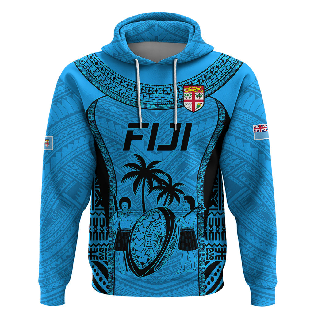 Fiji Rugby Hoodie Go Champions World Cup 2023 Tapa Unique Blue Vibe LT9
