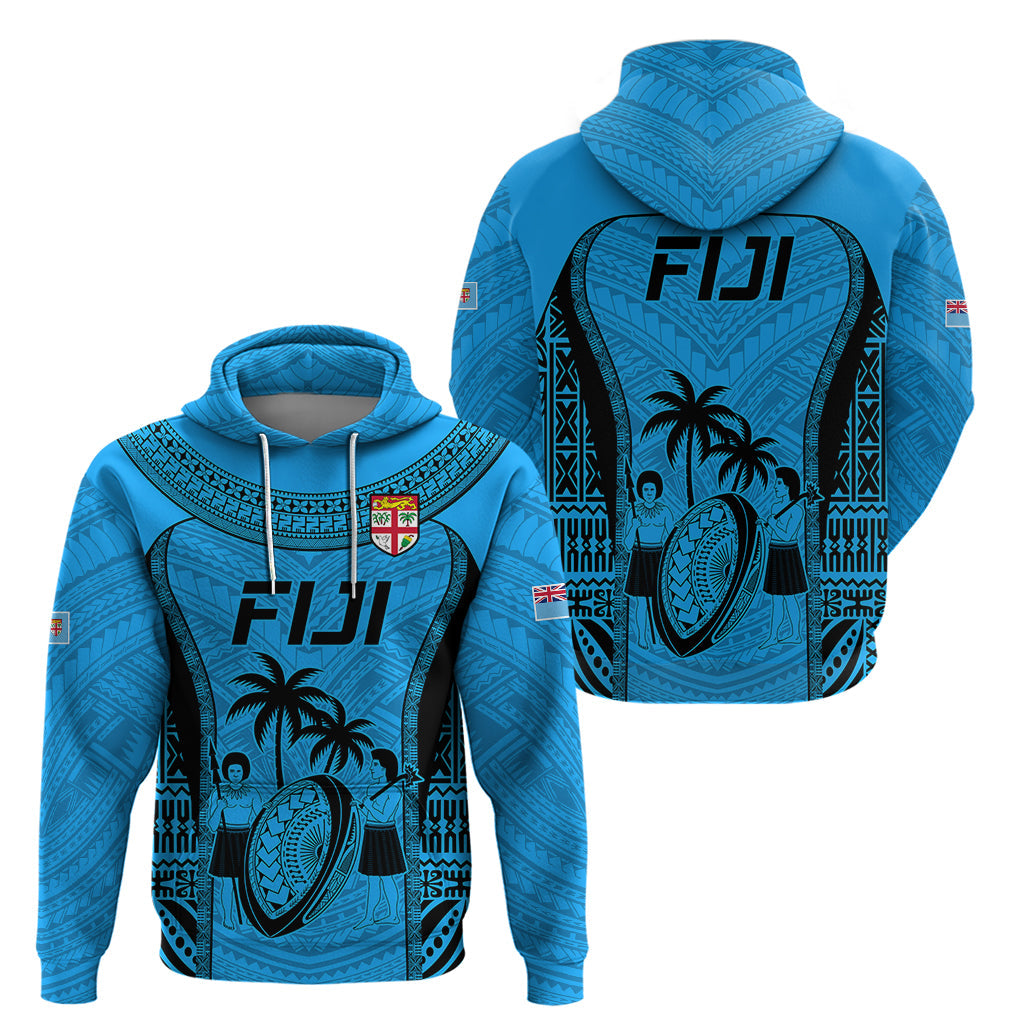 Fiji Rugby Hoodie Go Champions World Cup 2023 Tapa Unique Blue Vibe LT9