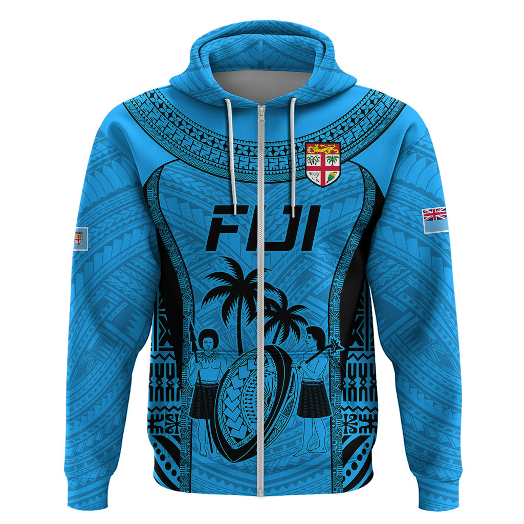 Fiji Rugby Hoodie Go Champions World Cup 2023 Tapa Unique Blue Vibe LT9
