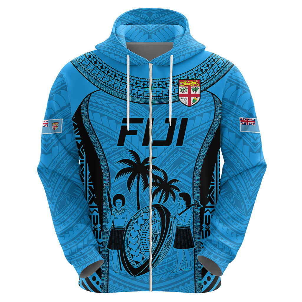 Fiji Rugby Hoodie Go Champions World Cup 2023 Tapa Unique Blue Vibe LT9