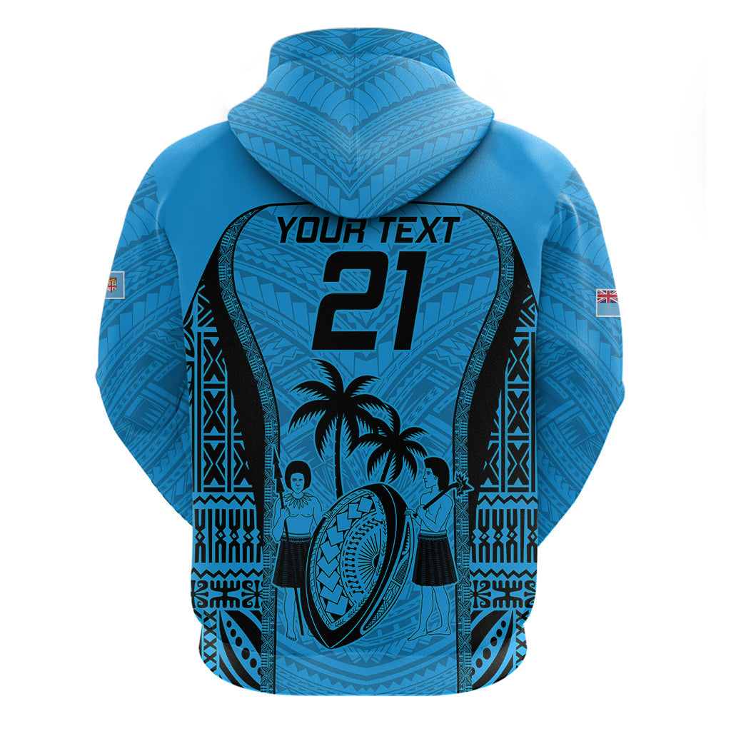 Custom Fiji Rugby Hoodie Go Champions World Cup 2023 Tapa Unique Blue Vibe LT9