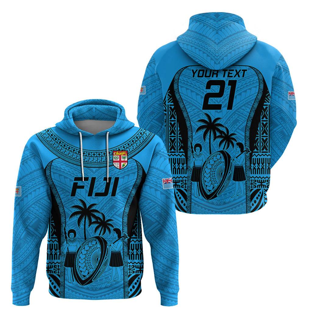 Custom Fiji Rugby Hoodie Go Champions World Cup 2023 Tapa Unique Blue Vibe LT9