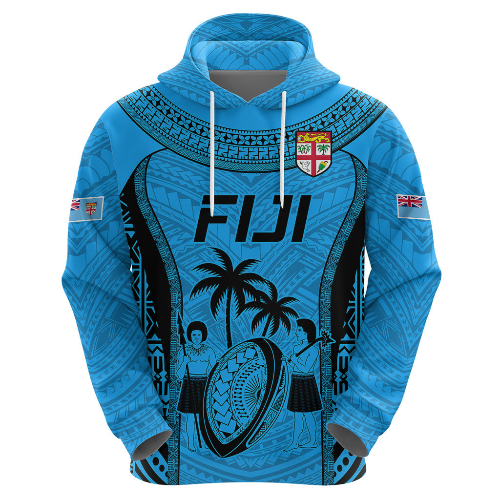 Custom Fiji Rugby Hoodie Go Champions World Cup 2023 Tapa Unique Blue Vibe LT9