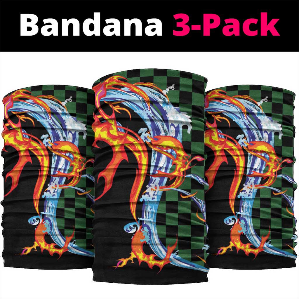 Japanese Asanoha Pattern Neck Gaiter Sun Flame Slayer Dragon Hinokami Kagura Spirit LT9