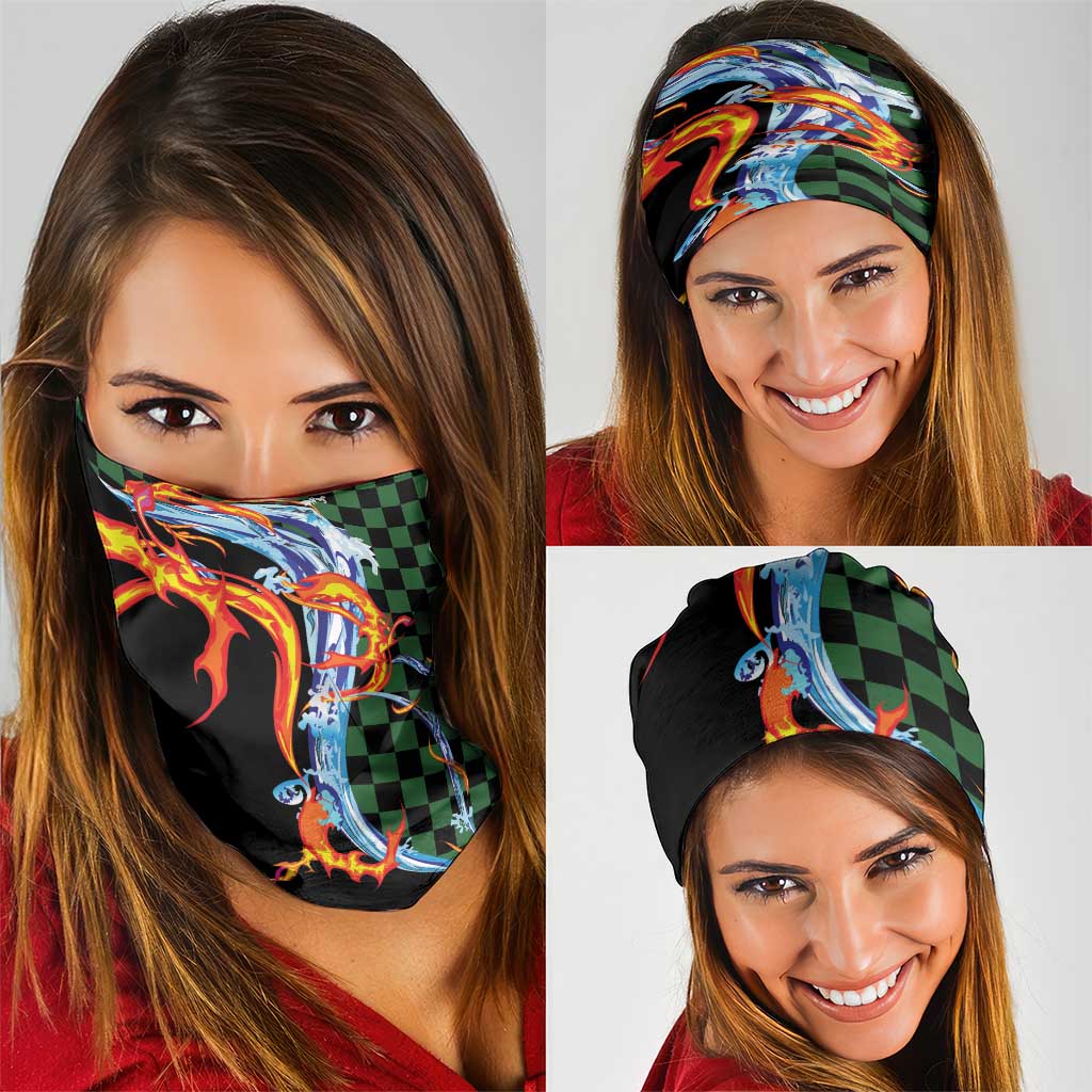 Japanese Asanoha Pattern Neck Gaiter Sun Flame Slayer Dragon Hinokami Kagura Spirit LT9