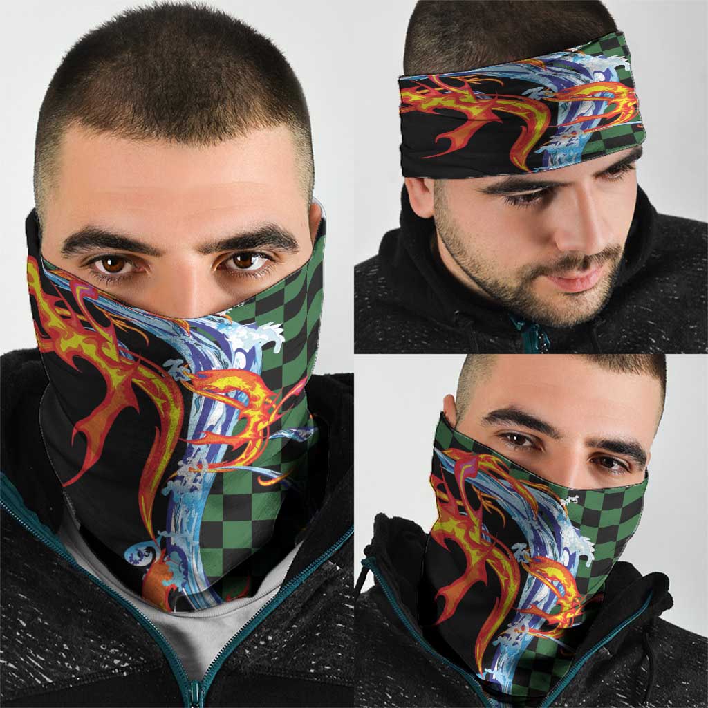 Japanese Asanoha Pattern Neck Gaiter Sun Flame Slayer Dragon Hinokami Kagura Spirit LT9