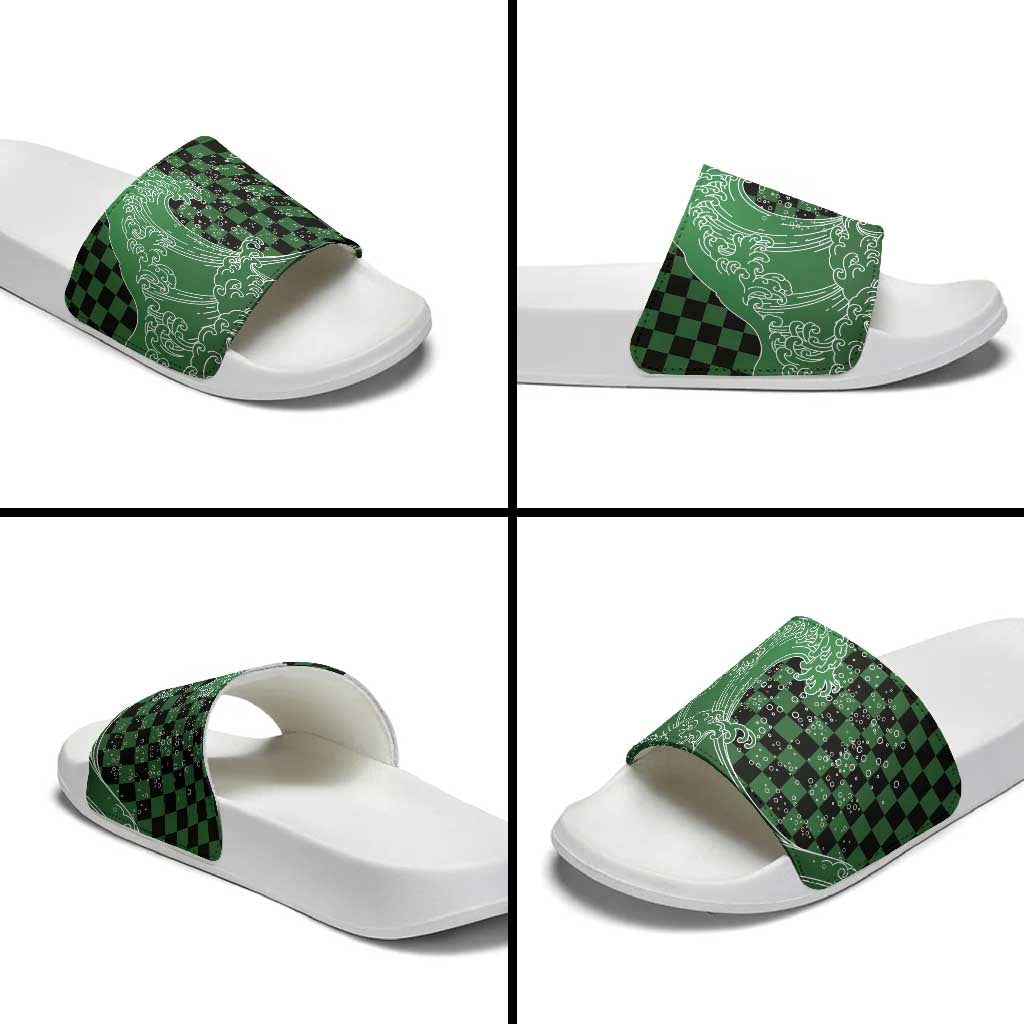 Japanese Asanoha Pattern Slide Sandals Water Breathing Slayer Dragon LT9