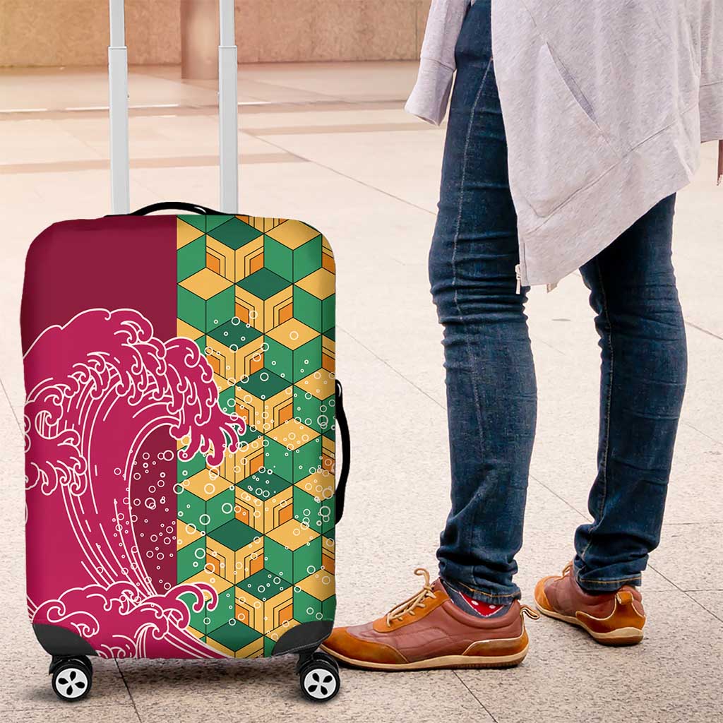 Japanese Bishamon-Kikkou Pattern Luggage Cover Water Pillar Silent River Flow LT9