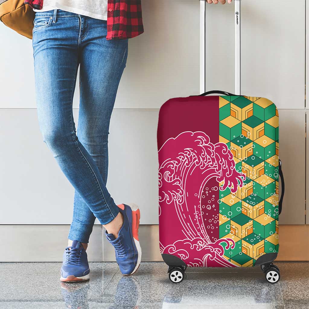 Japanese Bishamon-Kikkou Pattern Luggage Cover Water Pillar Silent River Flow LT9