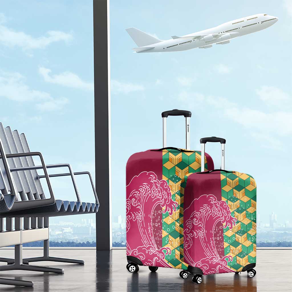 Japanese Bishamon-Kikkou Pattern Luggage Cover Water Pillar Silent River Flow LT9