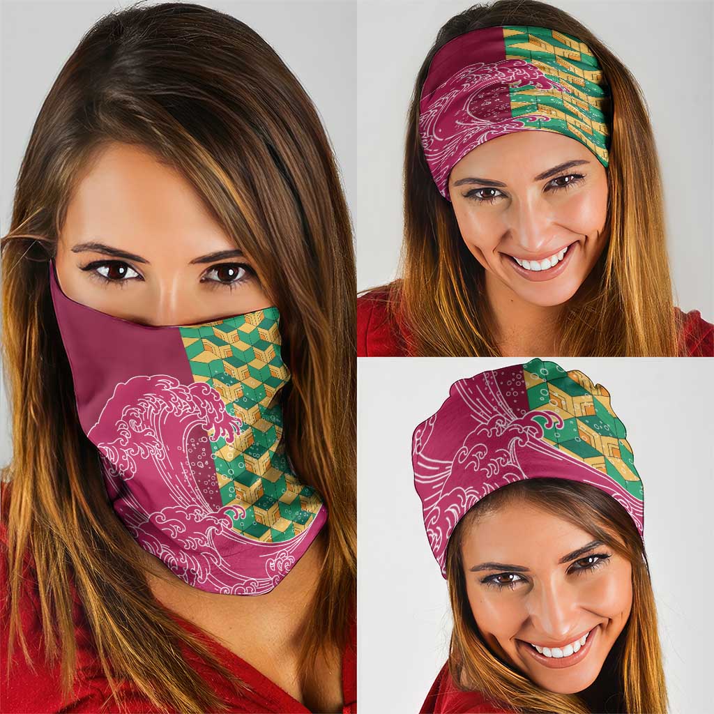 Japanese Bishamon-Kikkou Pattern Neck Gaiter Water Pillar Silent River Flow LT9