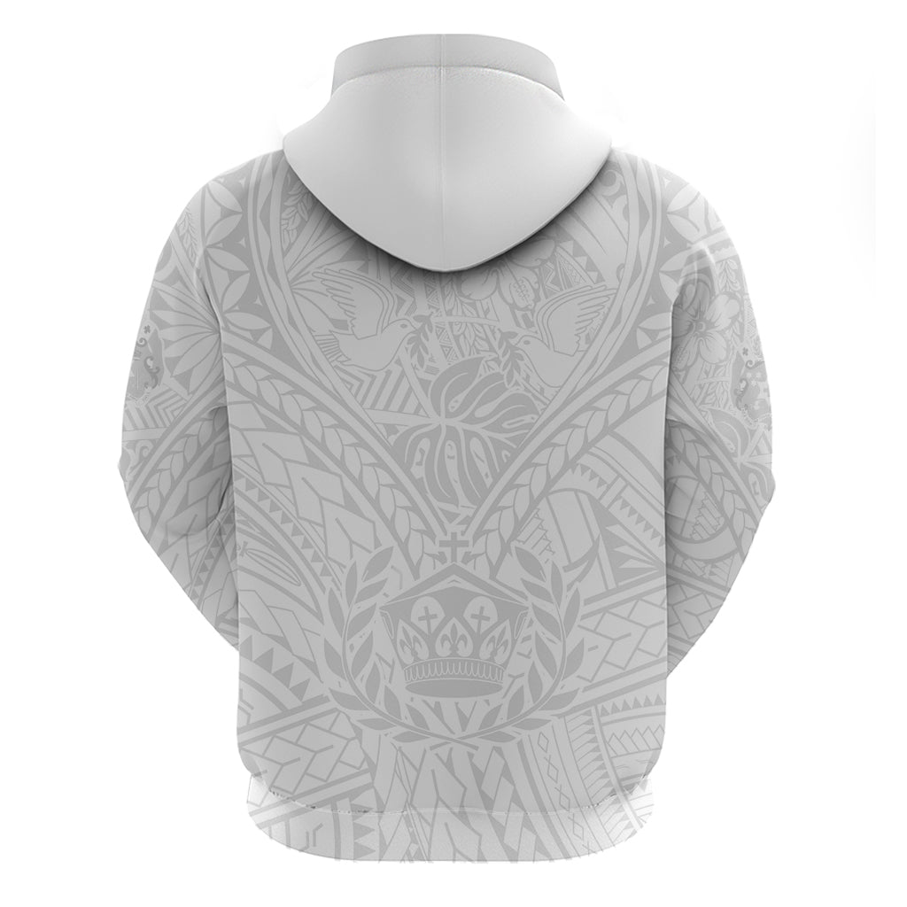 Tonga White Sunday Hoodie Polynesian Plumeria Tribal Simple LT9