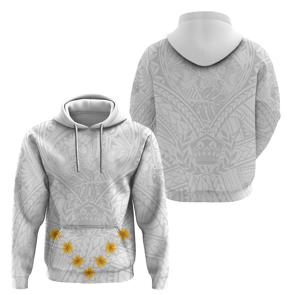 Tonga White Sunday Hoodie Polynesian Plumeria Tribal Simple LT9