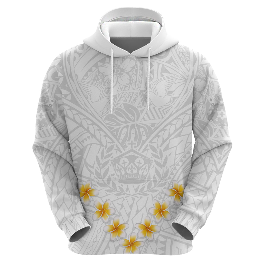 Tonga White Sunday Hoodie Polynesian Plumeria Tribal Simple LT9