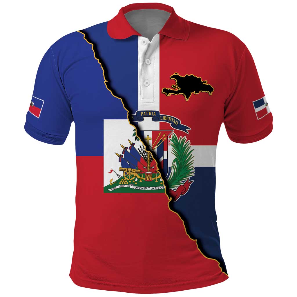 Hispaniola Personalized Polo Shirt Dominican Republic Haiti Flag Together LT9