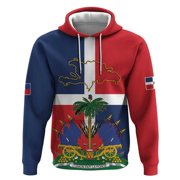 Hispaniola Map Hoodie Dominican Republic Haiti Flag Together LT9