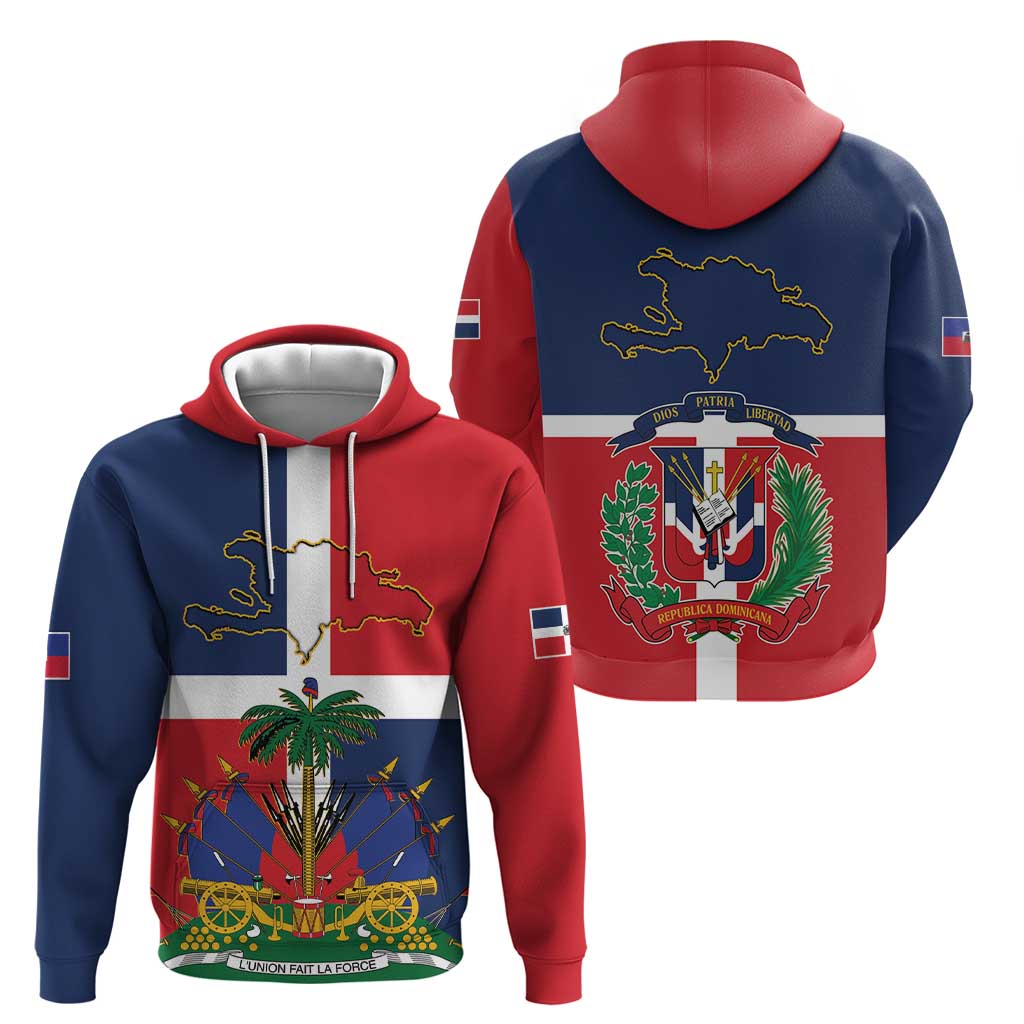 Hispaniola Map Hoodie Dominican Republic Haiti Flag Together LT9