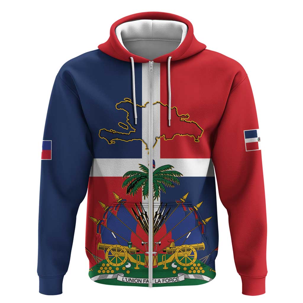 Hispaniola Map Hoodie Dominican Republic Haiti Flag Together LT9