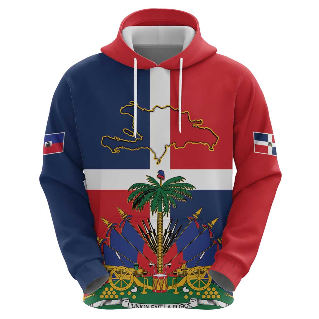 Hispaniola Map Hoodie Dominican Republic Haiti Flag Together LT9