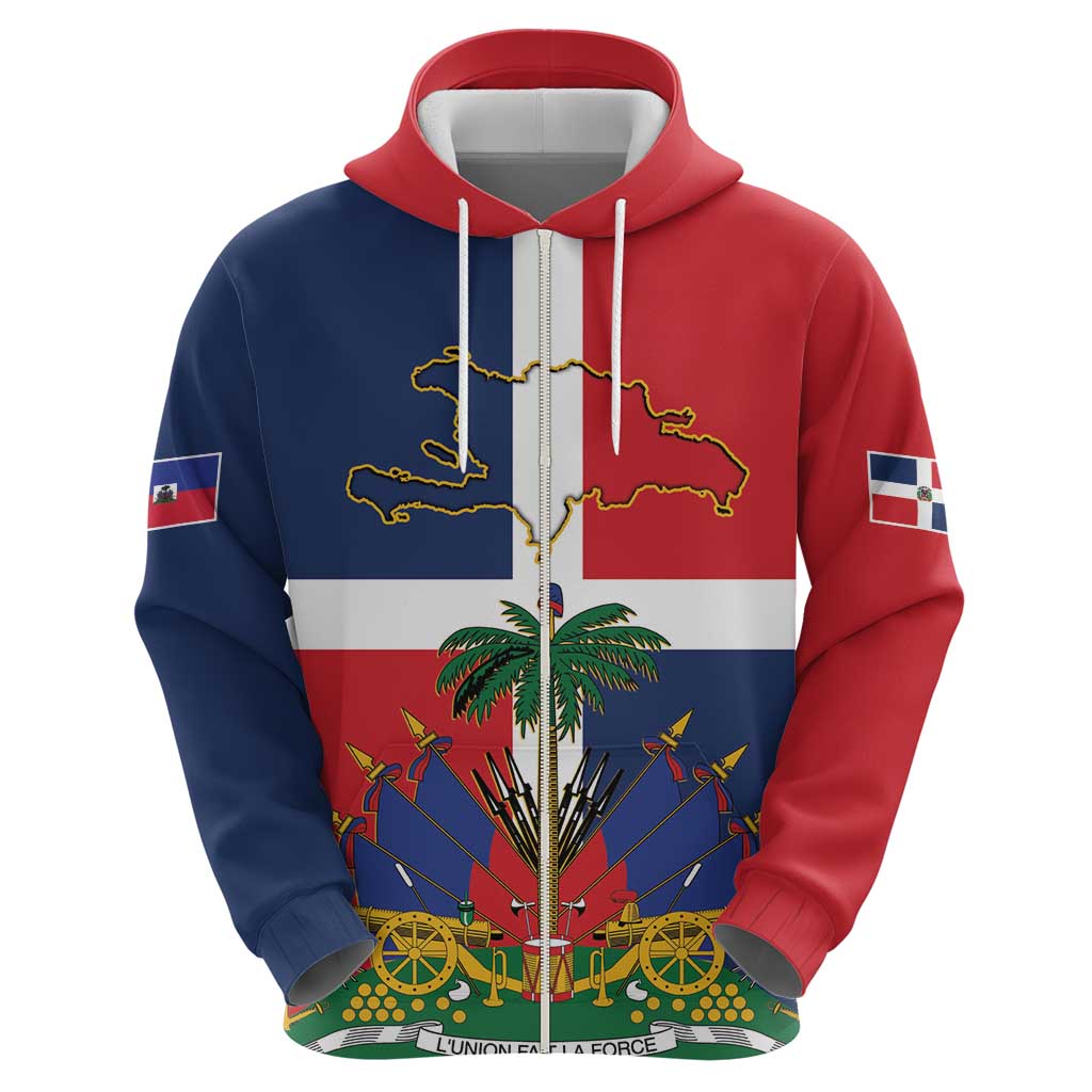 Hispaniola Map Hoodie Dominican Republic Haiti Flag Together LT9