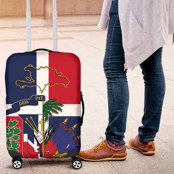 Hispaniola Map Luggage Cover Dominican Republic Haiti Flag Together LT9