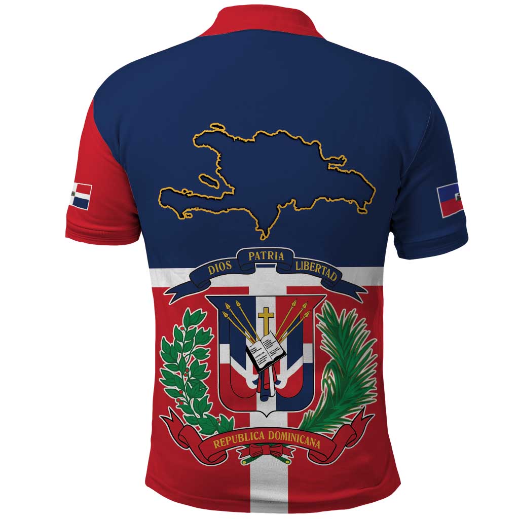 Hispaniola Map Polo Shirt Dominican Republic Haiti Flag Together LT9