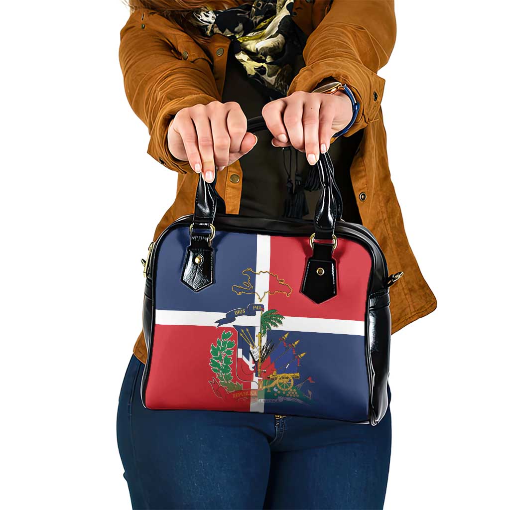 Hispaniola Map Shoulder Handbag Dominican Republic Haiti Flag Together LT9