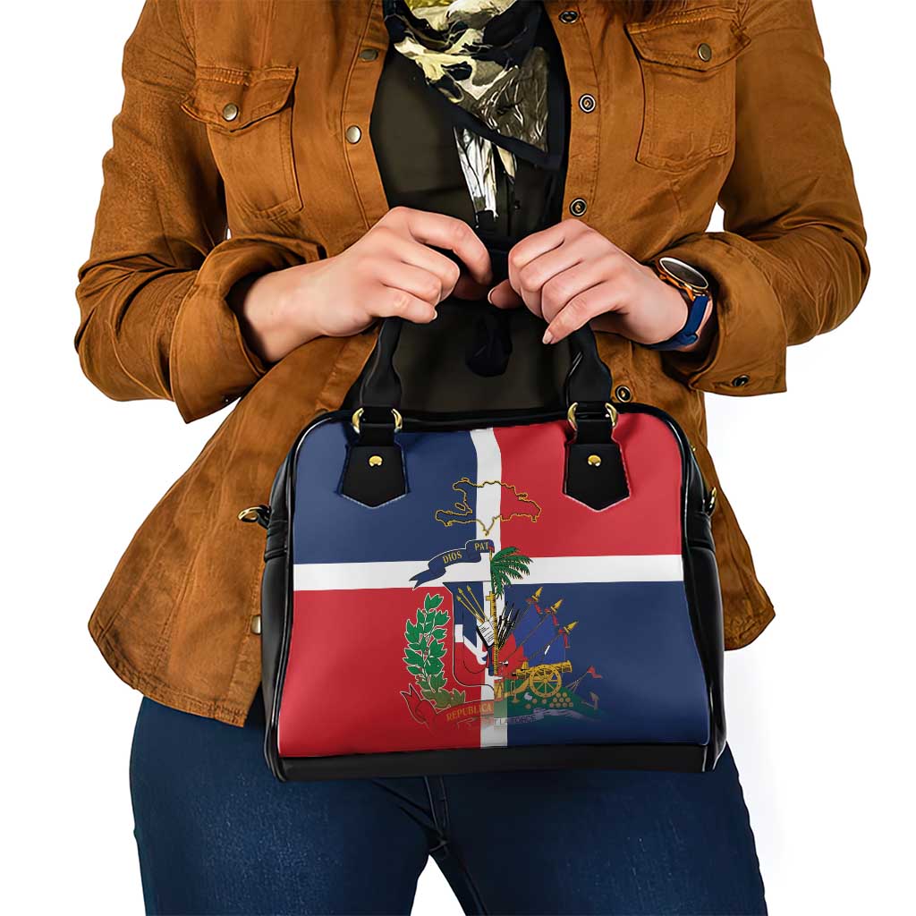Hispaniola Map Shoulder Handbag Dominican Republic Haiti Flag Together LT9