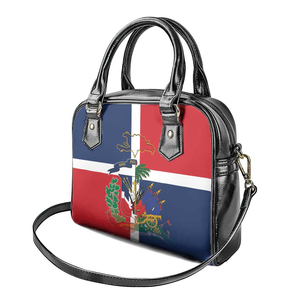 Hispaniola Map Shoulder Handbag Dominican Republic Haiti Flag Together LT9
