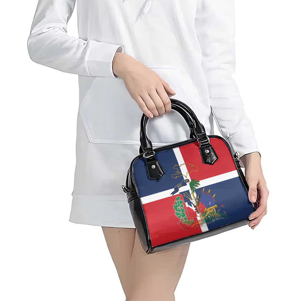 Hispaniola Map Shoulder Handbag Dominican Republic Haiti Flag Together LT9