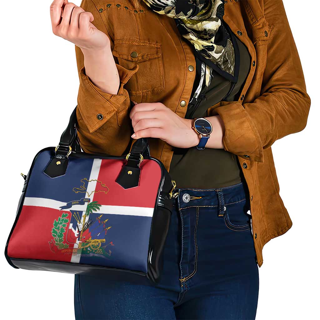 Hispaniola Map Shoulder Handbag Dominican Republic Haiti Flag Together LT9