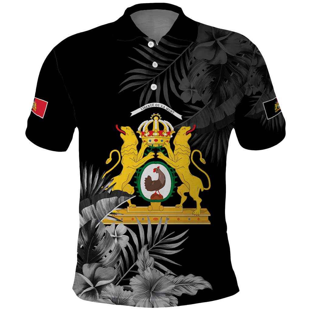 First Empire of Haiti Personalized Polo Shirt Black Hibiscus Liberte ou la Mort! LT9
