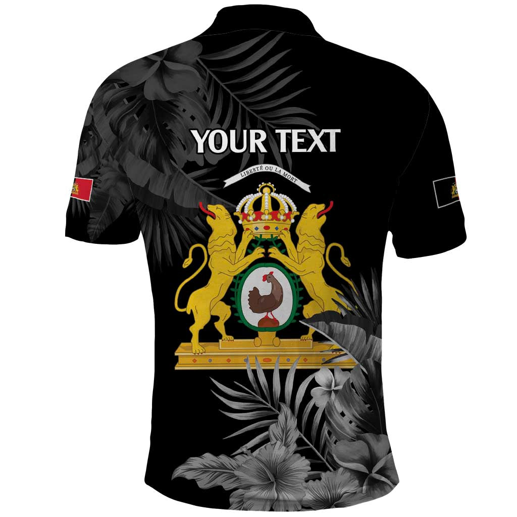 First Empire of Haiti Personalized Polo Shirt Black Hibiscus Liberte ou la Mort! LT9