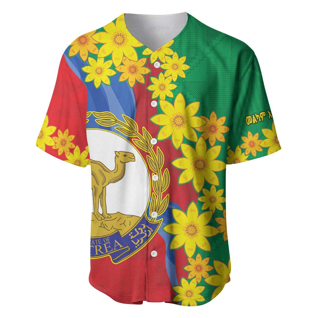 Afro Eritrea New Year Personalized Baseball Jersey Enkutatash Adey Abeba Flower Art LT9