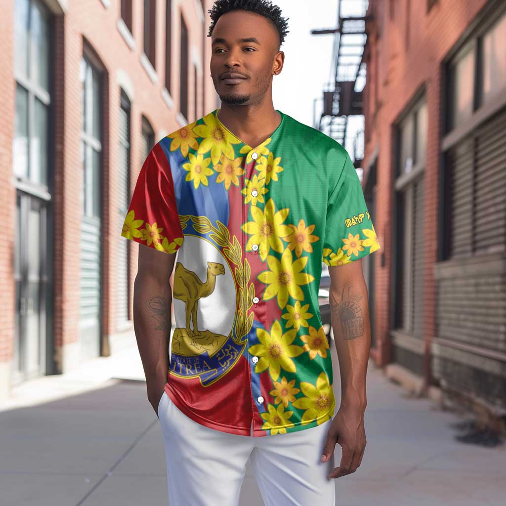 Afro Eritrea New Year Personalized Baseball Jersey Enkutatash Adey Abeba Flower Art LT9