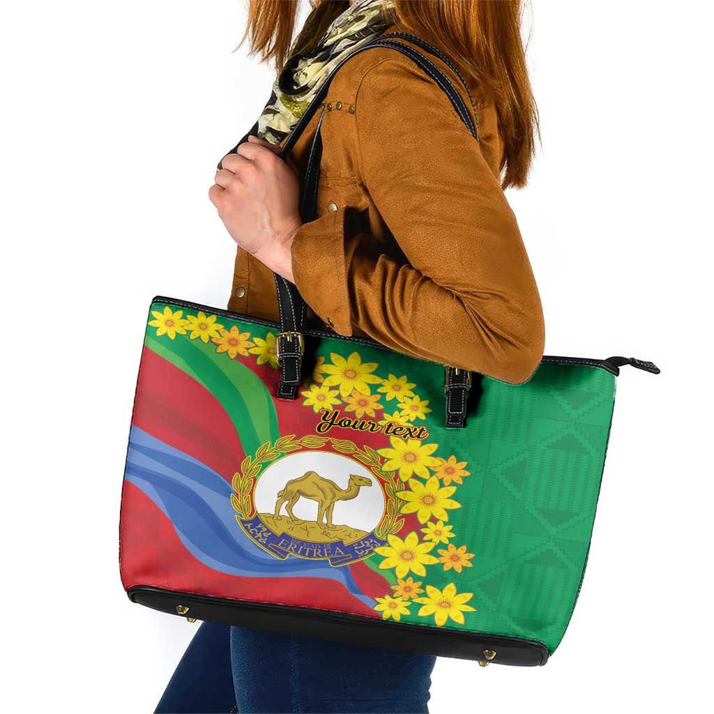 Eritrea New Year Personalized Leather Tote Bag Enkutatash Adey Abeba Flower Art LT9