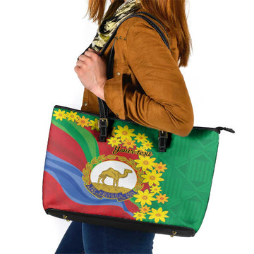 Eritrea New Year Personalized Leather Tote Bag Enkutatash Adey Abeba Flower Art LT9