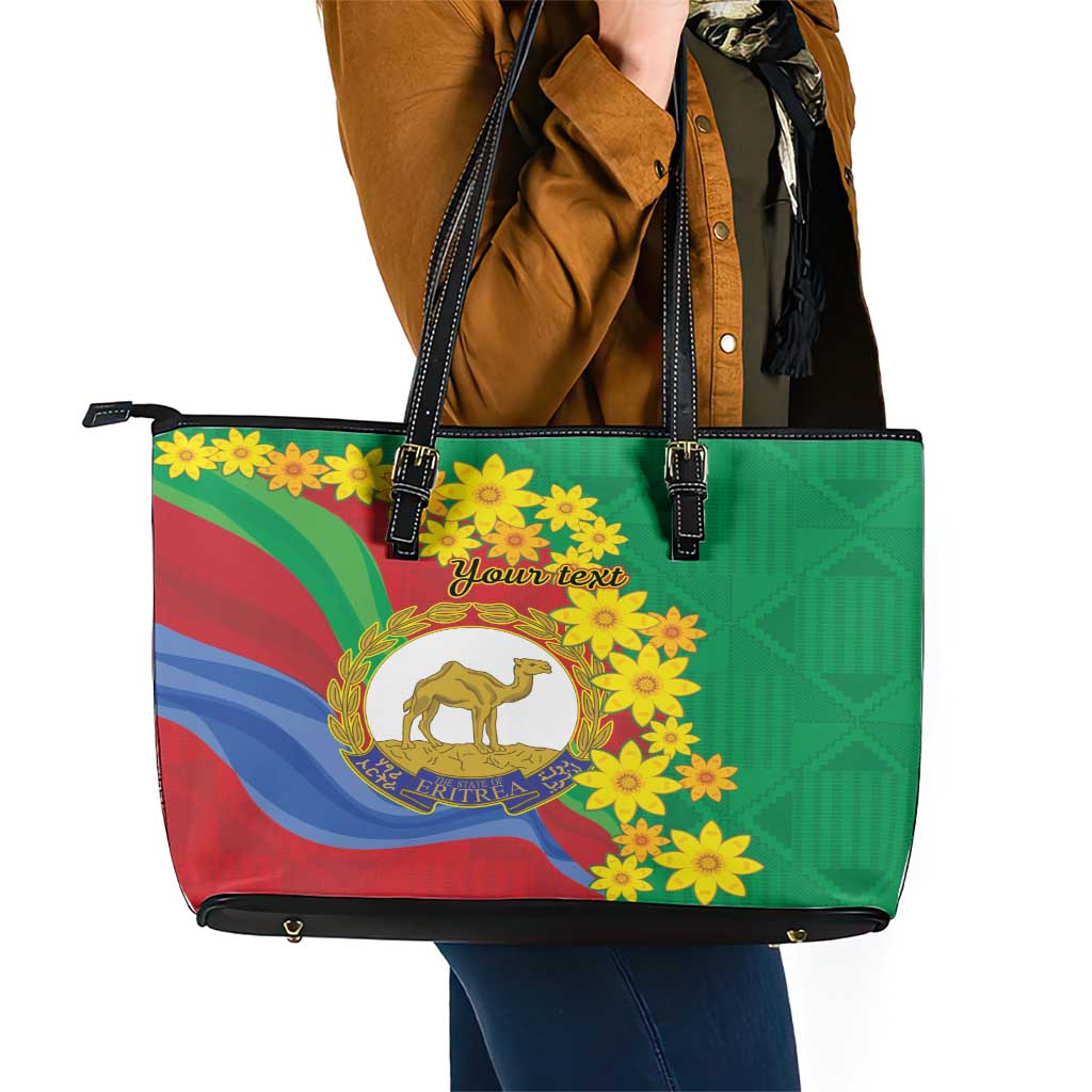 Eritrea New Year Personalized Leather Tote Bag Enkutatash Adey Abeba Flower Art LT9