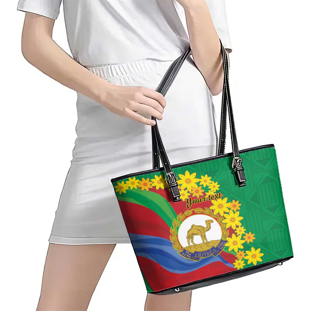 Eritrea New Year Personalized Leather Tote Bag Enkutatash Adey Abeba Flower Art LT9