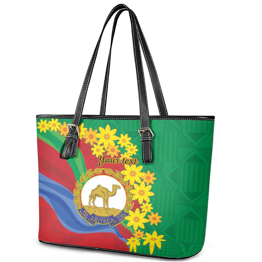 Eritrea New Year Personalized Leather Tote Bag Enkutatash Adey Abeba Flower Art LT9