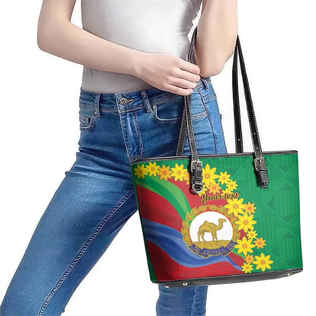 Eritrea New Year Personalized Leather Tote Bag Enkutatash Adey Abeba Flower Art LT9