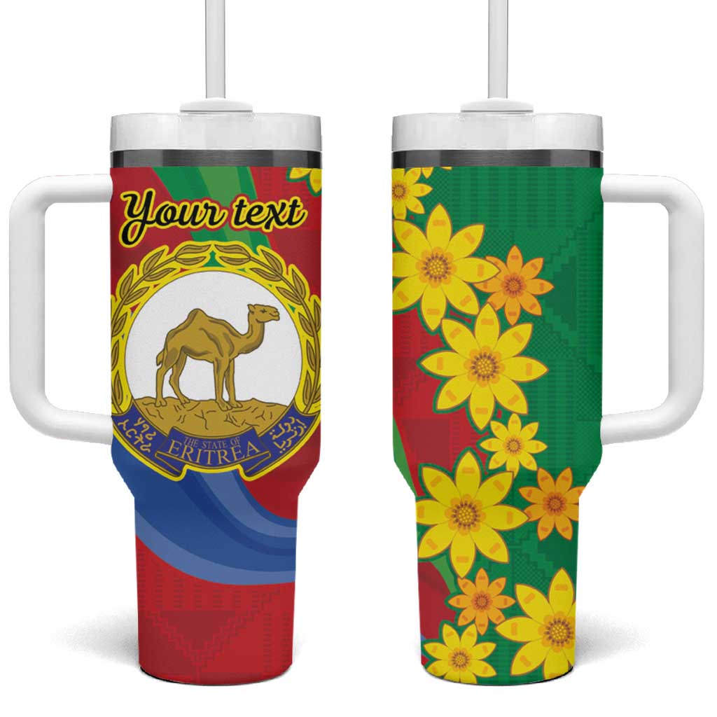 Afro Eritrea New Year Personalized Tumbler With Handle Enkutatash Adey Abeba Flower Art LT9