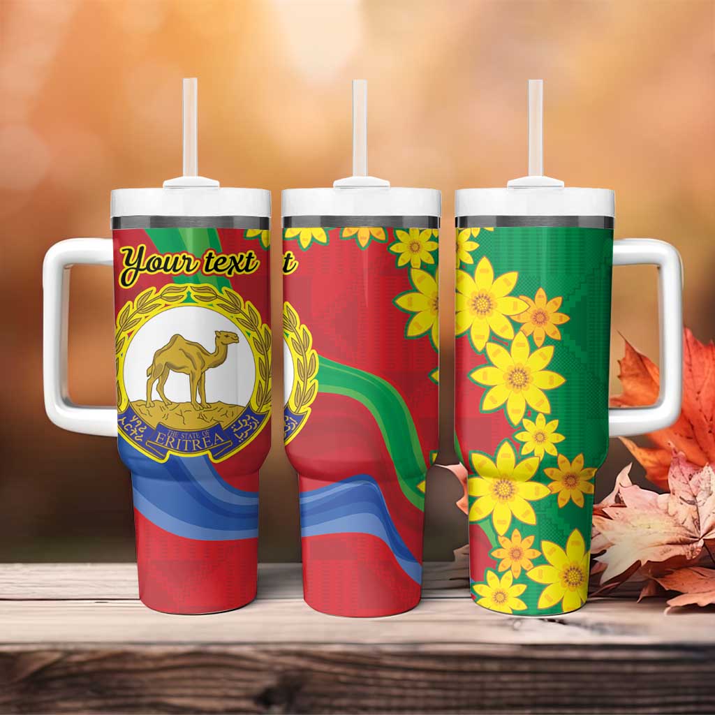 Afro Eritrea New Year Personalized Tumbler With Handle Enkutatash Adey Abeba Flower Art LT9