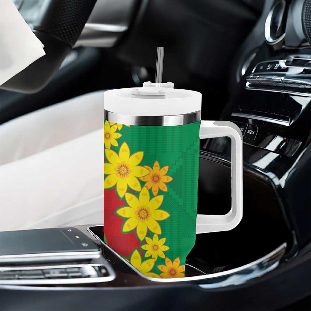 Afro Eritrea New Year Personalized Tumbler With Handle Enkutatash Adey Abeba Flower Art LT9