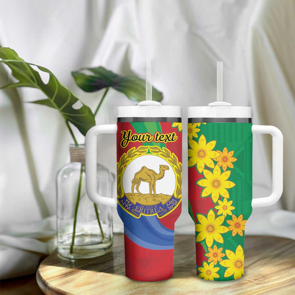 Afro Eritrea New Year Personalized Tumbler With Handle Enkutatash Adey Abeba Flower Art LT9