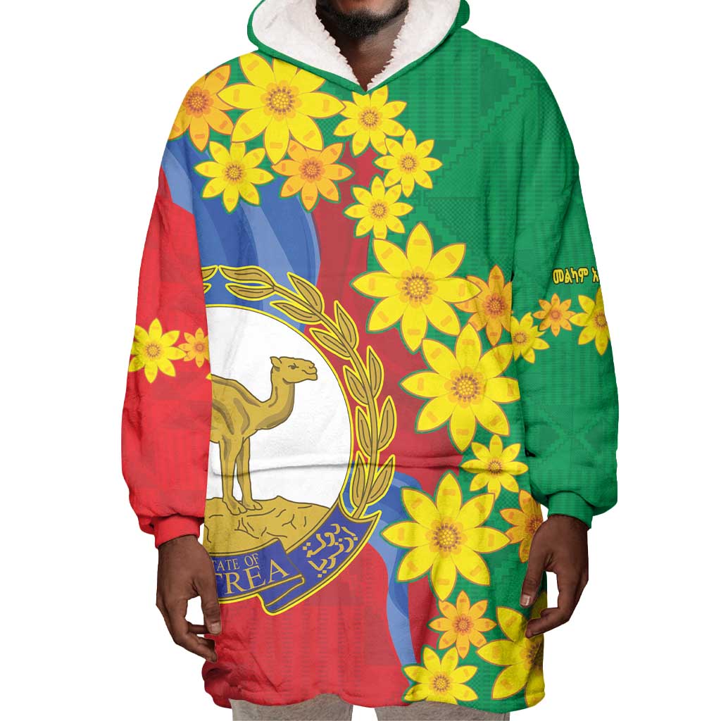 Afro Eritrea New Year Personalized Wearable Blanket Hoodie Enkutatash Adey Abeba Flower Art LT9