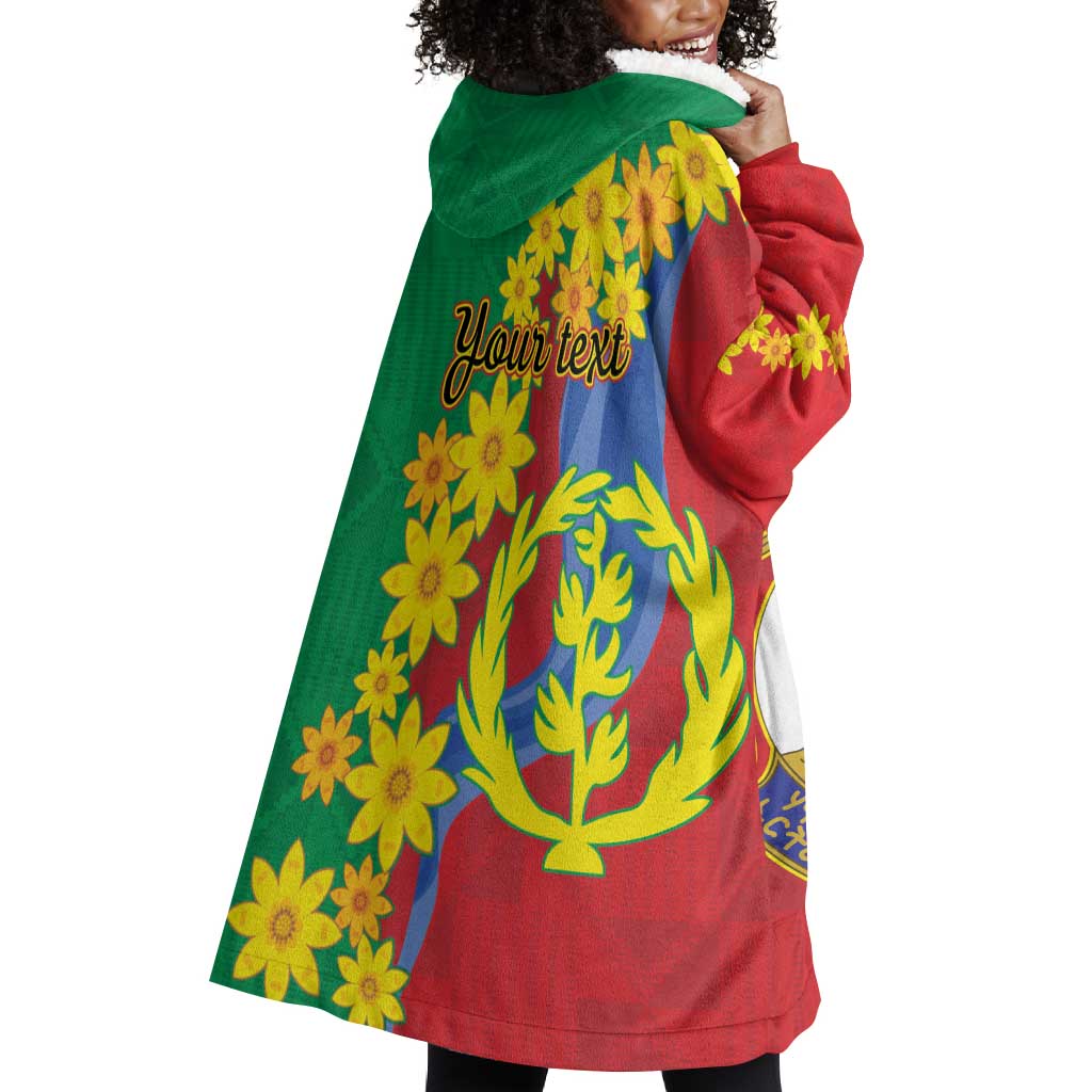 Afro Eritrea New Year Personalized Wearable Blanket Hoodie Enkutatash Adey Abeba Flower Art LT9