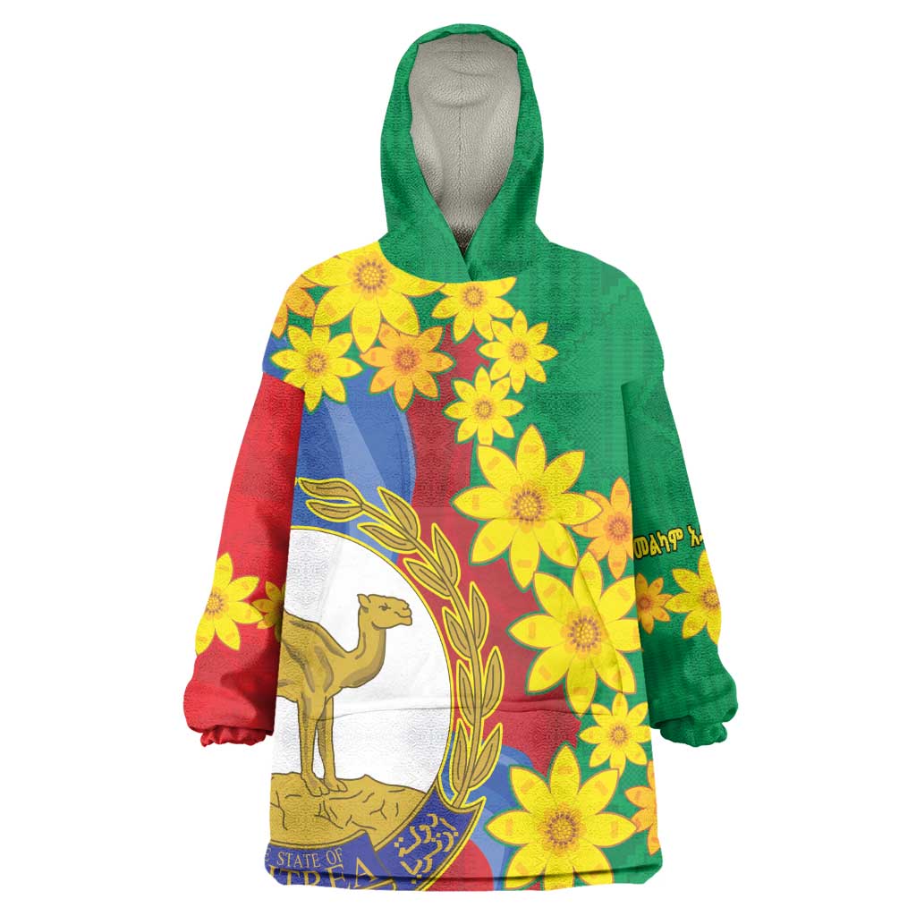 Afro Eritrea New Year Personalized Wearable Blanket Hoodie Enkutatash Adey Abeba Flower Art LT9